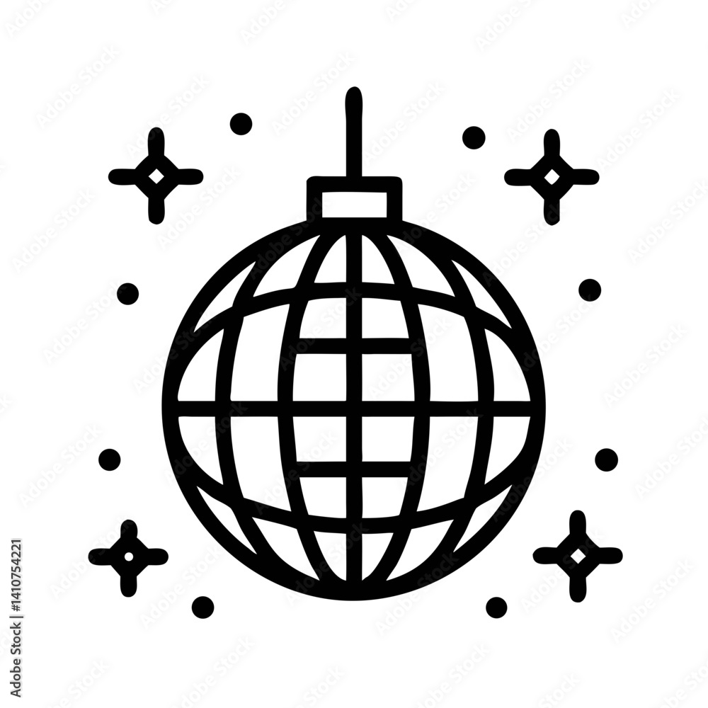 Disco Ball Icon Representing Dance Party and Nightlife Entertainment Disco Ball Icon Representing Dance Party and Nightlife Entertainment
