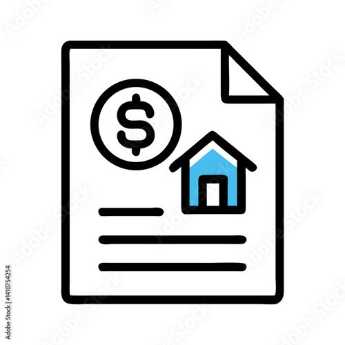 Document with Dollar and Home Icon Representing Financial Planning and Real Estate