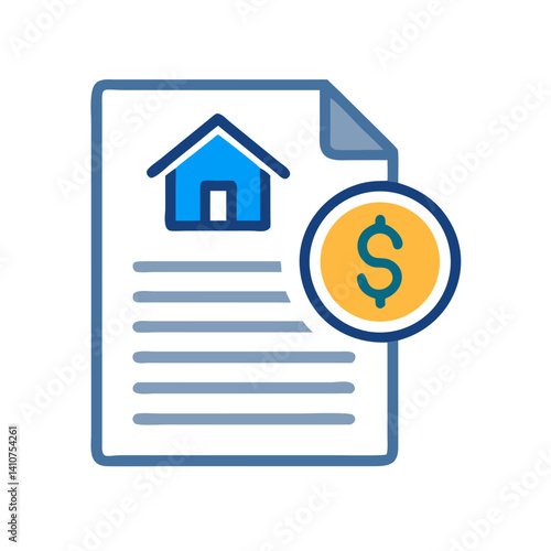 Document with Dollar and Home Icon Representing Financial Planning and Real Estate