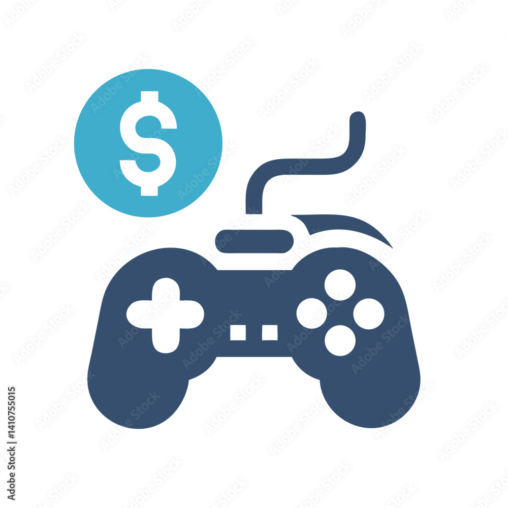Game Controller with Dollar Icon Representing Gaming Revenue and In-Game Purchases Game Controller with Dollar Icon Representing Gaming Revenue and In-Game Purchases