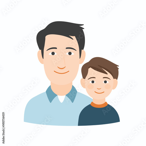 Illustration of a dad and son, symbolizing family relationships, love and generational bond.
