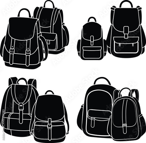 Mini Backpacks silhouette vector