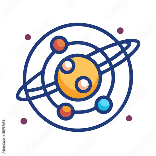 Planet Cluster Icon Representing Solar System and Celestial Bodies