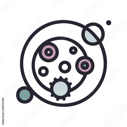Planet Cluster Icon Representing Solar System and Celestial Bodies