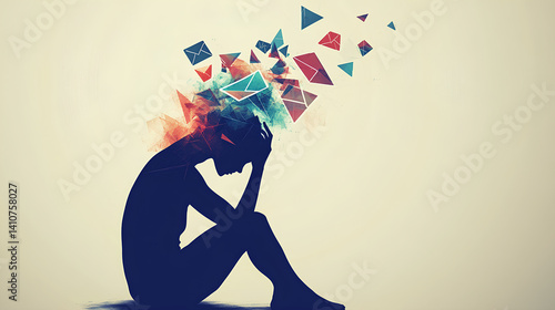An individual sitting with their head in their hands
