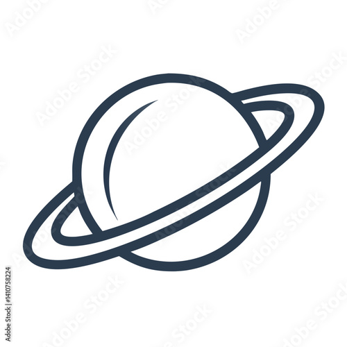 Ringed Planet Icon Representing Saturn and Celestial Exploration