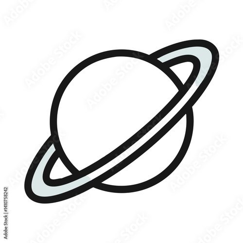 Ringed Planet Icon Representing Saturn and Celestial Exploration