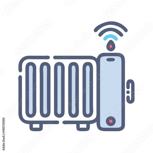 Smart Heater Icon Representing Remote Temperature Control and Intelligent Heating