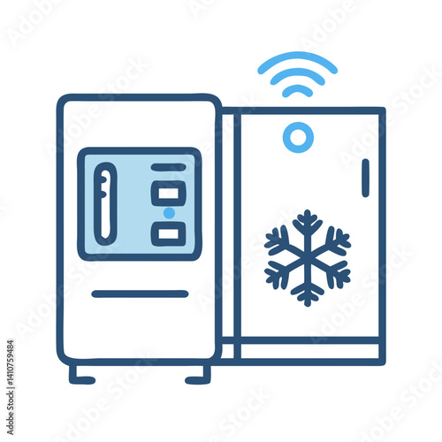 Smart Refrigerator Icon Representing Digital Cooling and Intelligent Food Management