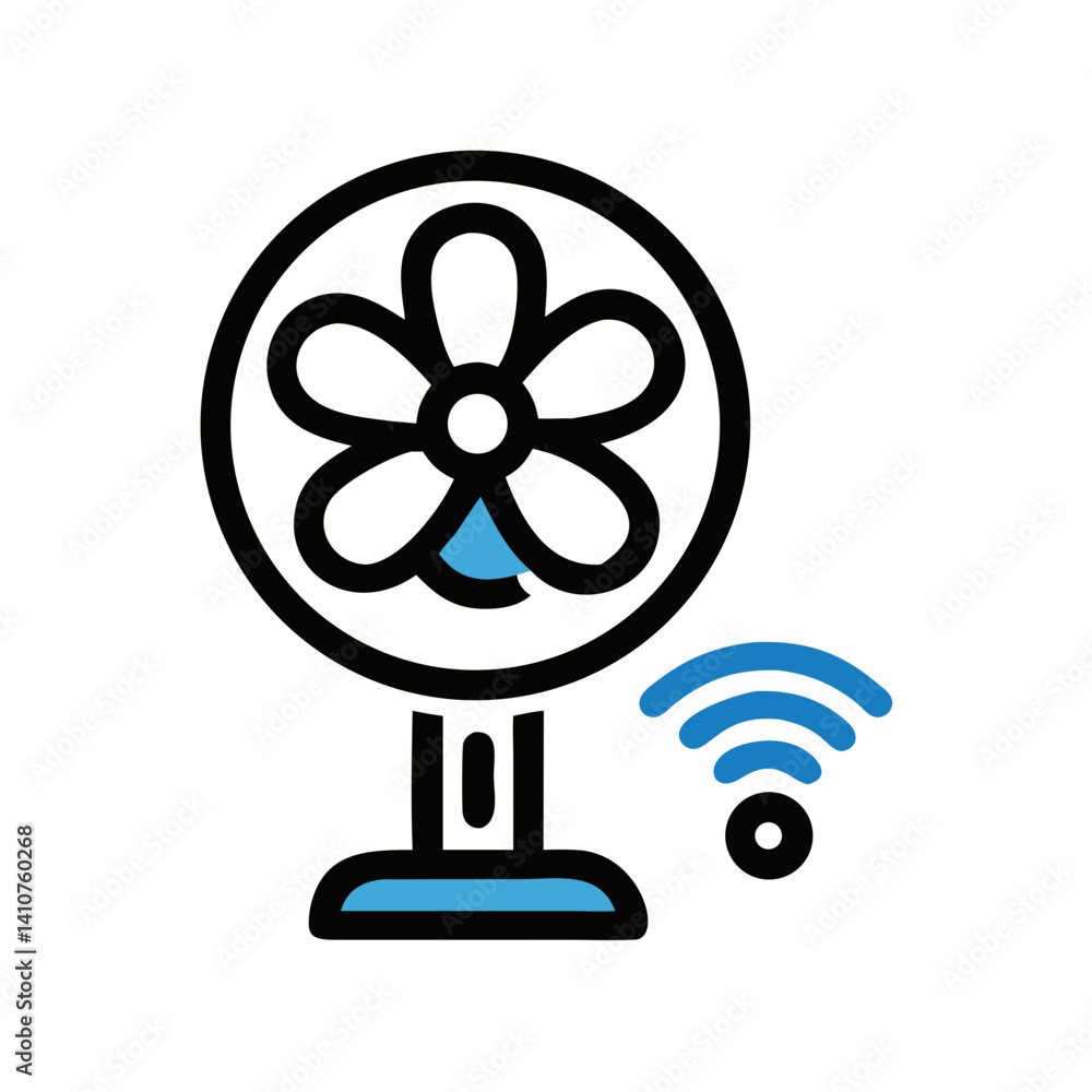 Table Fan Icon Representing Smart Air Circulation and Cooling Device Table Fan Icon Representing Smart Air Circulation and Cooling Device