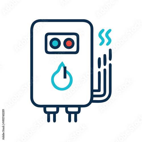 Tankless Water Heater Icon Representing Instant Hot Water and Energy Efficiency