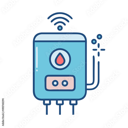 Tankless Water Heater Icon Representing Instant Hot Water and Energy Efficiency