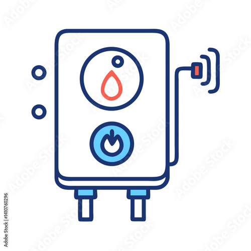 Tankless Water Heater Icon Representing Instant Hot Water and Energy Efficiency