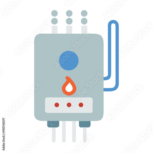 Tankless Water Heater Icon Representing Instant Hot Water and Energy Efficiency