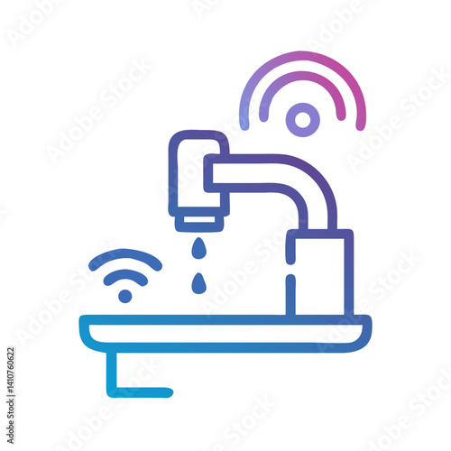 Touchless Faucet Icon Representing Automated Sink and Hands-Free Water Control