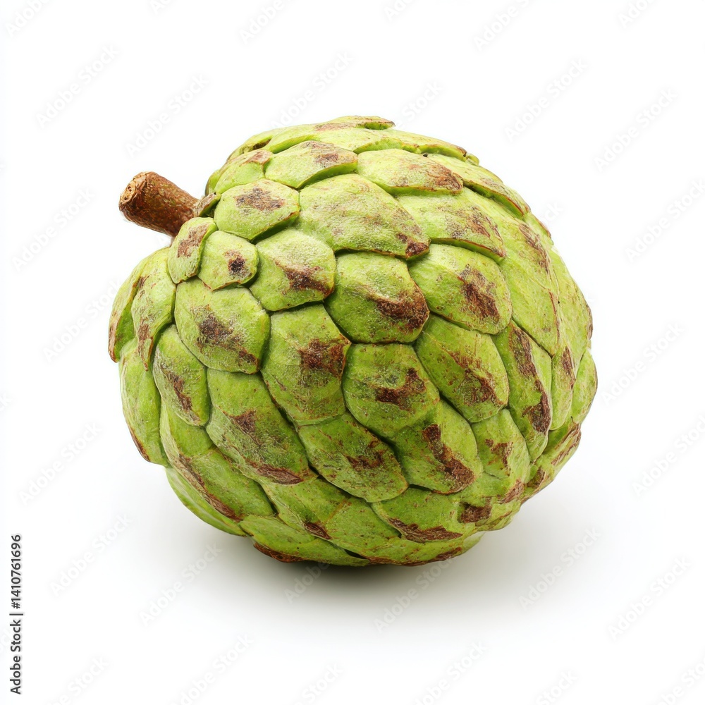 Fototapeta premium Close up of a single custard apple isolated on white background