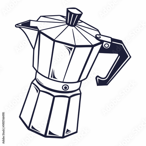 Outlined Coffee Pot Clipart Vector