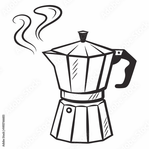 Simple Coffee Pot with Steam Vector