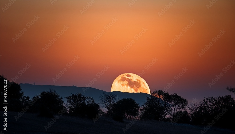 Obraz premium crescent moon rising in the evening new orange moon