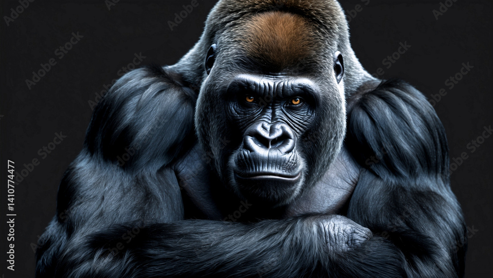 Fototapeta premium Majestic gorilla portrait blending strength and serenity
