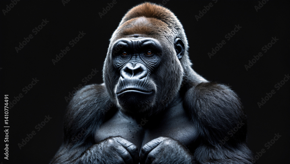 Majestic gorilla portrait blending strength and serenity Majestic gorilla portrait blending strength and serenity