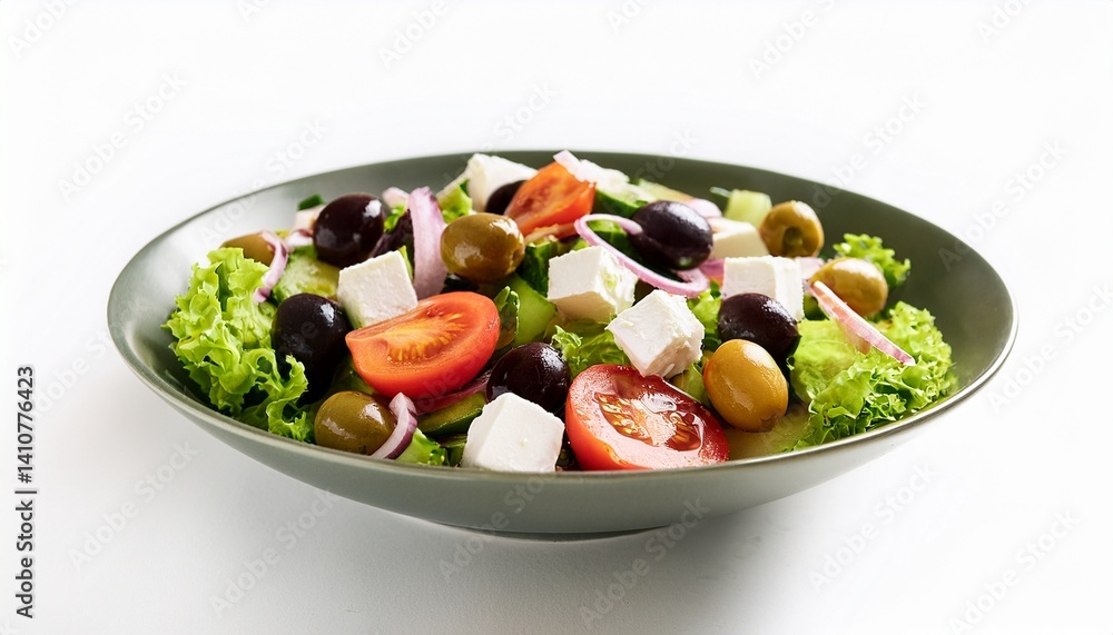 Greek salad with olives at white Greek salad with olives at white