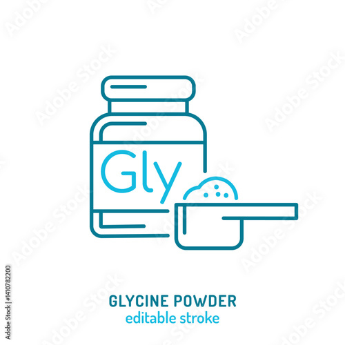 Vector icon of glycine powder supplement. Editable stroke i