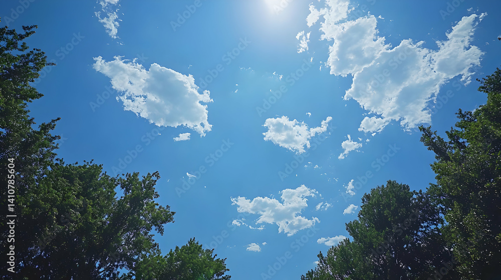 Fototapeta premium Pixelated View Of Blue Sky And Trees