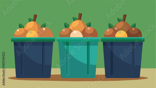 Bins of rotting potatoes and onions unable to be sold due to their spoiled state and lack of replacements.. Vector illustration