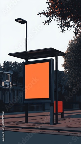Minimalist Illustration of a Modern Outdoor Bus Stop Sign