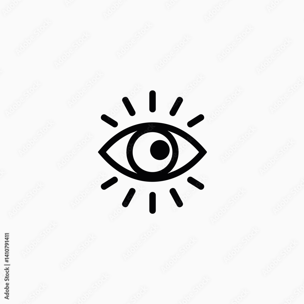 Eye Icon with Radiating Lines in Minimalist Design Eye Icon with Radiating Lines in Minimalist Design