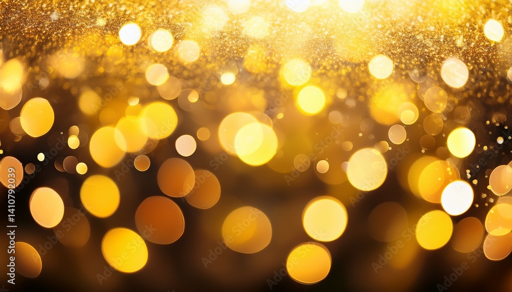 Fototapeta premium Defocused shining yellow bokeh background Christmas texture
