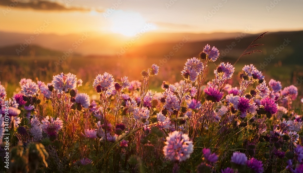 Obraz premium Flowers At Sunset