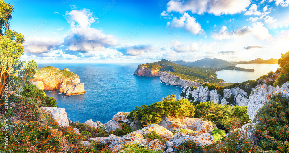 Unbelivable morning view on Cacccia cape Lighthouse.
