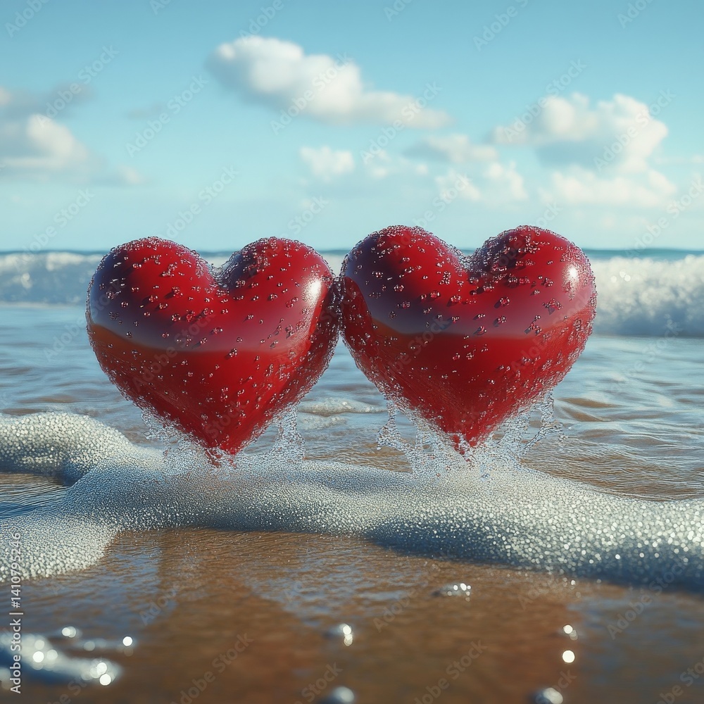 Beach hearts, Valentine's.