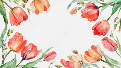 Wallpaper Mural watercolor botanical Tulip flowers texture template background.Elegant wedding invitation card background . Minimal hand painted Design for wedding or Valentine's Day
 Torontodigital.ca