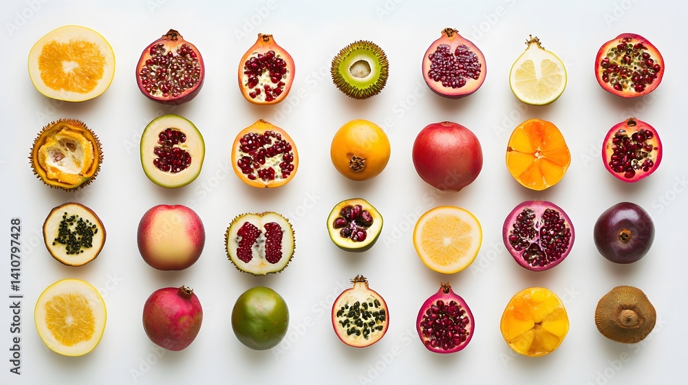Colorful Fruit Halves Flatlay. (1) Colorful Fruit Halves Flatlay. (1)