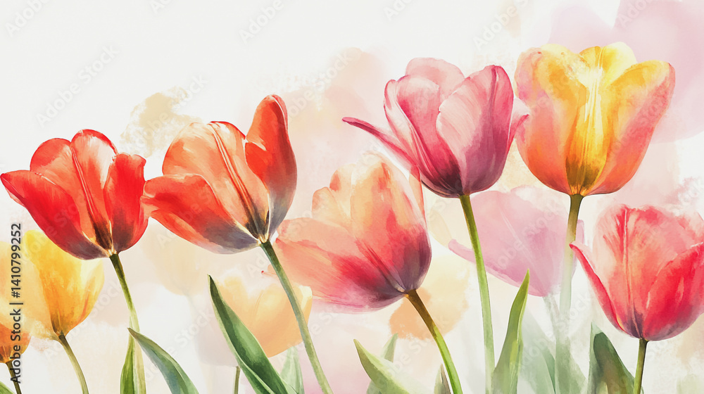 watercolor botanical Tulip flowers texture template background.Elegant wedding invitation card background . Minimal hand painted Design for wedding or Valentine's Day watercolor botanical Tulip flowers texture template background.Elegant wedding invitation card background . Minimal hand painted Design for wedding or Valentine's Day