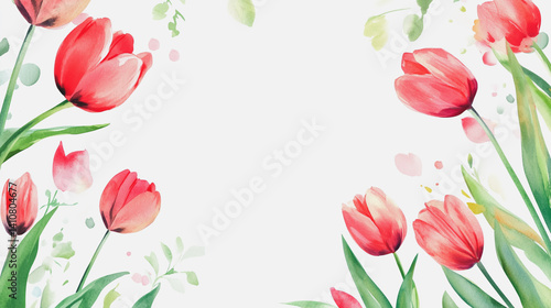 Wallpaper Mural watercolor botanical Tulip flowers texture template background.Elegant wedding invitation card background . Minimal hand painted Design for wedding or Valentine's Day Torontodigital.ca