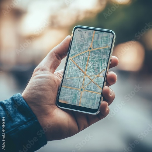 Hand shows GPS on see-through phone.
