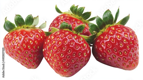 A vibrant, red strawberry, isolated against a white backdrop.  High-resolution PNG image.
 