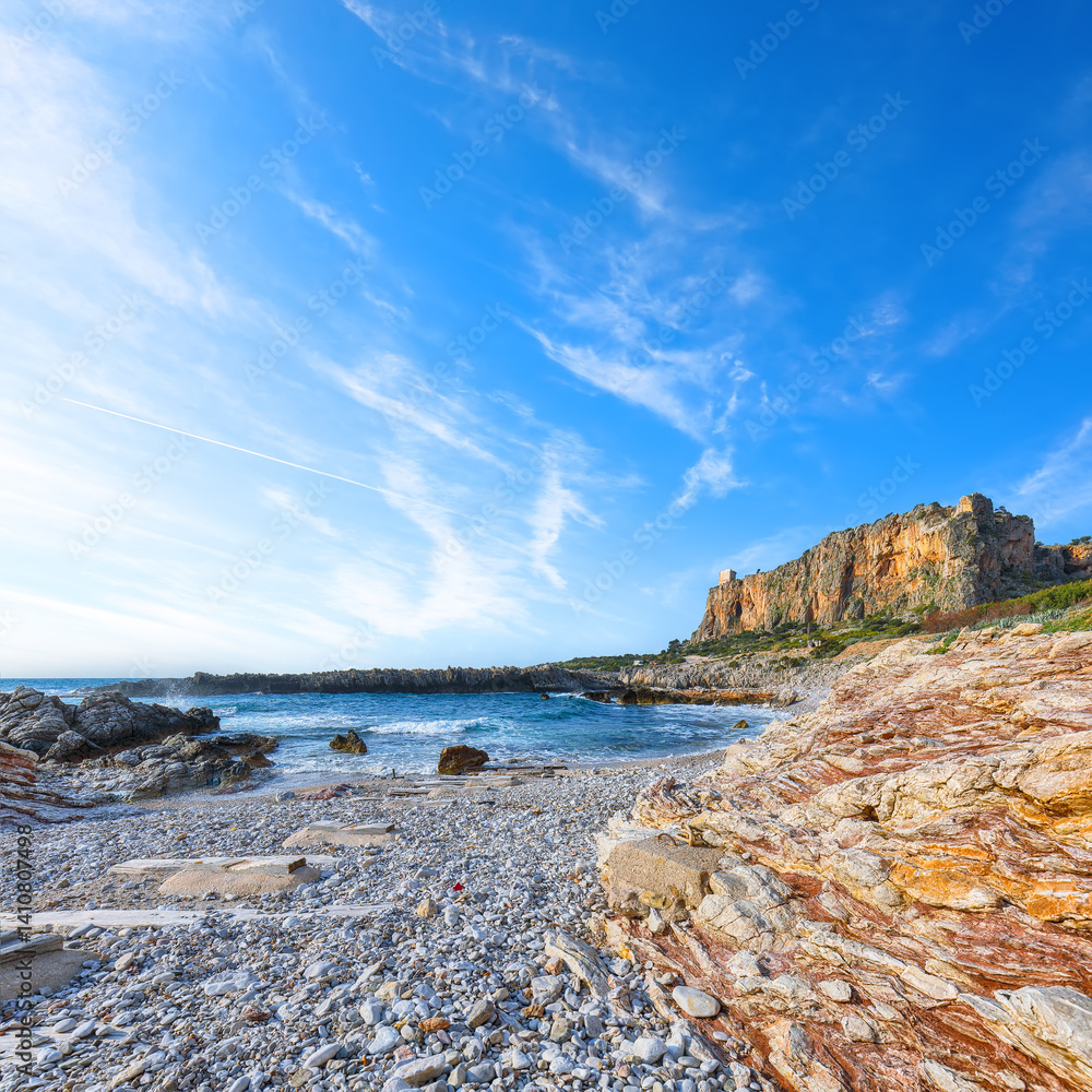 Spectacular seascape of Isolidda Beach near San Vito cape.