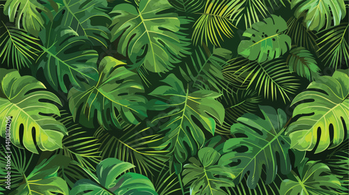Professional Green Seamless Tropical Leaves Pattern Vector Illustration for Design Projects
