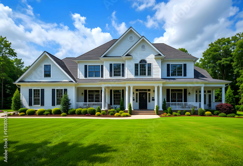 Wallpaper Mural Charming American Townhouse, Sunny Day Suburban. Torontodigital.ca