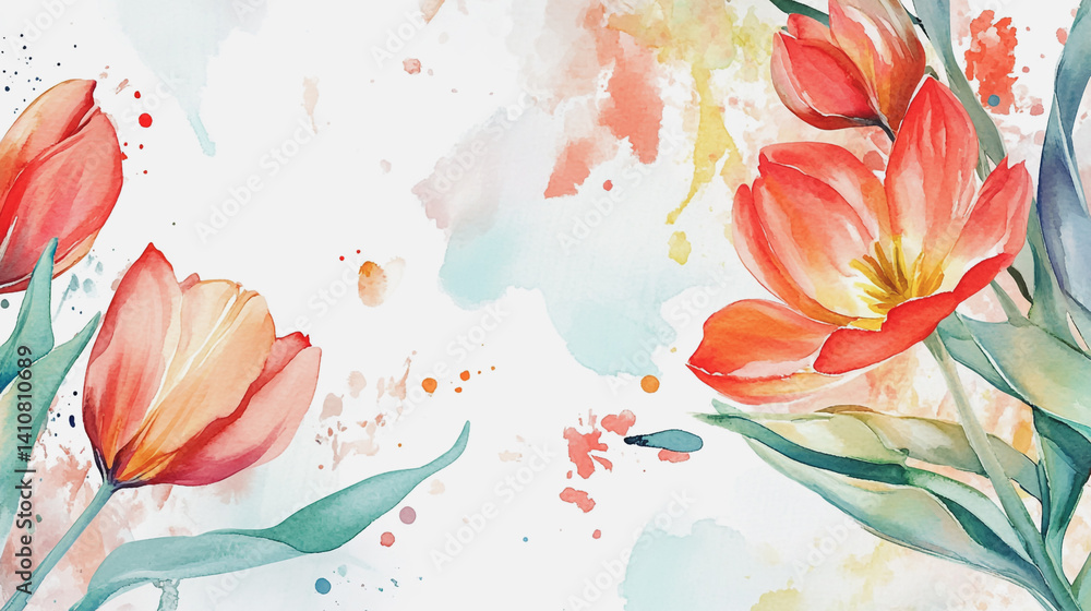 watercolor botanical Tulip flowers texture template background.Elegant wedding invitation card background . Minimal hand painted Design for wedding or Valentine's Day watercolor botanical Tulip flowers texture template background.Elegant wedding invitation card background . Minimal hand painted Design for wedding or Valentine's Day