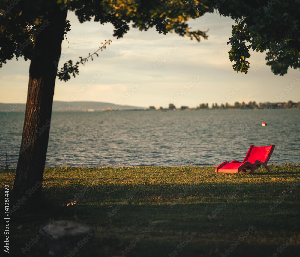 View on lake Balaton in sunset