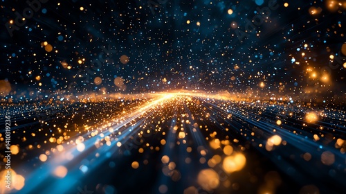 A mesmerizing abstract representation of light and motion, featuring glowing particles and radiant beams. Ideal for showcasing innovation, speed, and futuristic concepts.