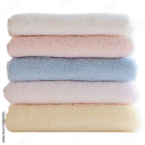 Soft Towel Stacks: A stack of neatly folded, plush towels in various pastel shades, promising comfort and luxury, invites you to experience the epitome of relaxation.
