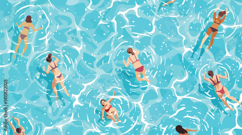 Top View People Swimming Summer Set Vector Illustration EPS for Professional Use
