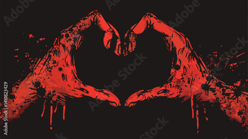 Zombie Hand Heart Love Symbol Vector Illustration for Halloween and Horror-themed Graphic Design